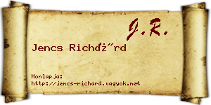 Jencs Richárd névjegykártya